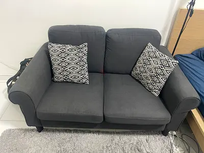 Two-seater Grey Sofa-Washable-Free Ikea tables
