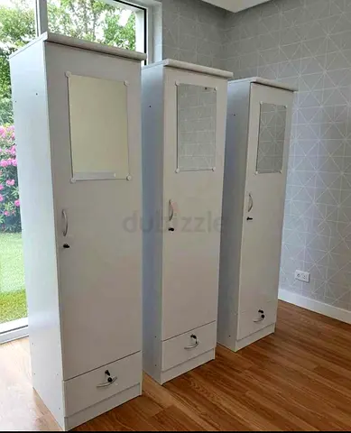 Slim White Single-Door Wardrobe with Drawer (Used)