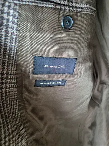 Massimo Dutti wool  cashmere mens blazer - classic brown check, size 50 (M)