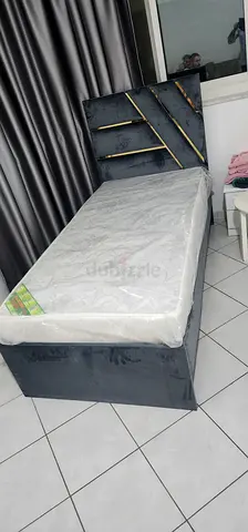 Brand New Single Bed Frame with Mattress - Dark Grey Velvet,