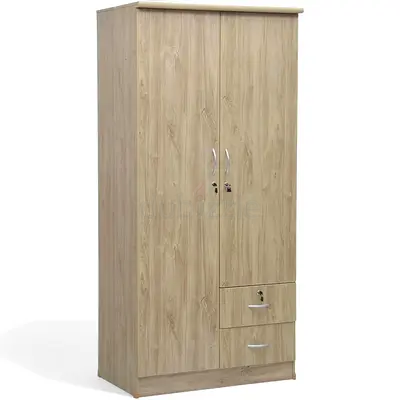 Light Oak Storage Cabinet - Big Cupboard, 2 Door Wardrobe with Shelfs  Hanging Rail Cabinet