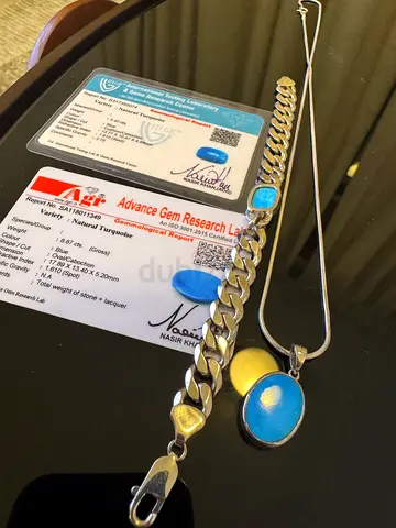 Sterling Silver Blue Gem Necklace and Matching Bracelet Set