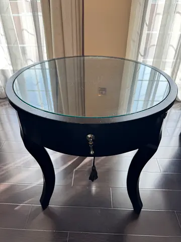 THE One Side Table – Dark Brown | Glass Top | Elegant Vintage Style