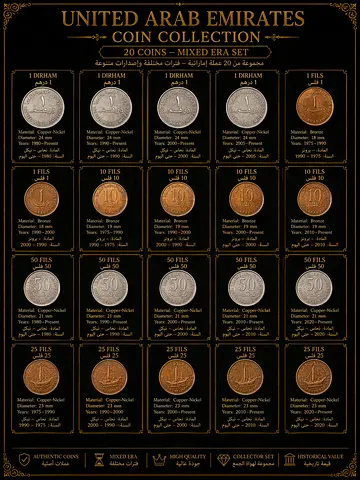 Vintage UAE Coin Collection 🇦🇪✨ – 20 Classic Pieces
