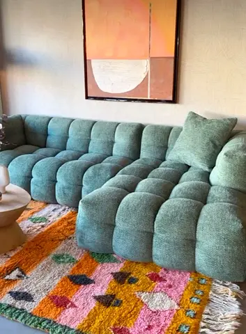Green Tufted Sectional Sofa