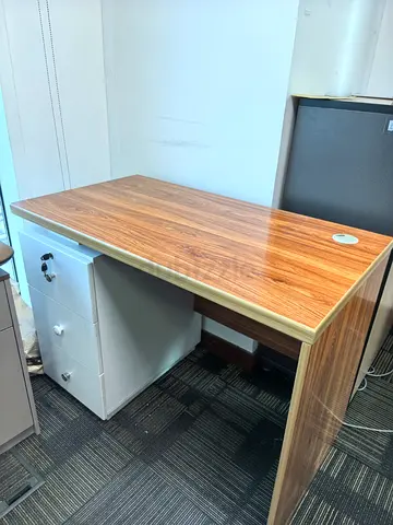 Wooden Office Desk with Lockable Drawer Unit - Excellent Condition