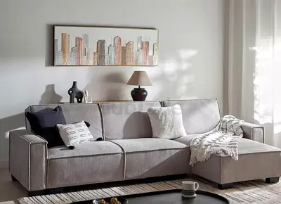 Light Grey Fabric L-Shaped Sofa with Chaise — Modern and Comfortable