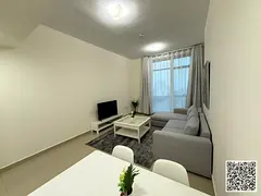 Furnished one-bedroom apartment for rent in Ajman, Corniche, Etihad Tower. Clean and tidy furnishing