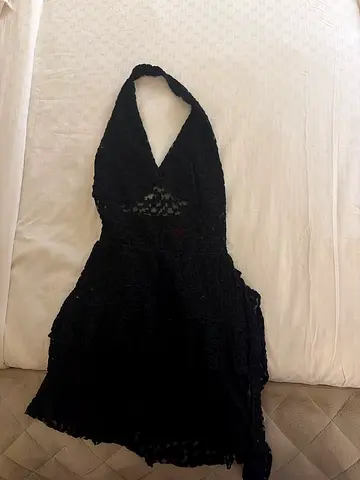 Black lace halter top, size small - elegant evening wear