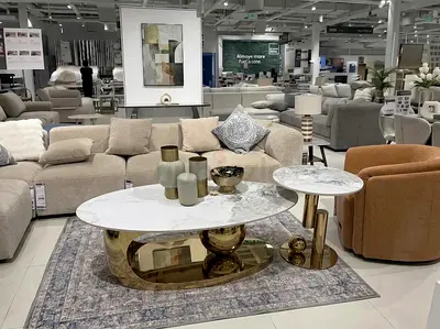 Marble Top Gold Accent Coffee  Side Table Set (2 pcs)