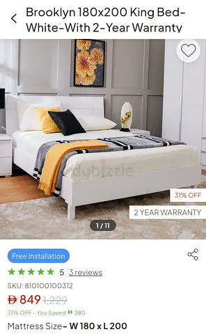 Bed 180×200 + luxury Mattress for Comfortable Sleep