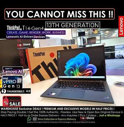 ThinkPad T14 Gen4 - 13thGen i7 - 5200Mhz Extreme Ram - Ai Boost ,More xps x1 p14s t14s zbook precisi