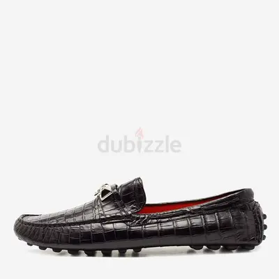 Authentic Hermes Black Matt Crocodile Niloticus Irving Loafers Size 45