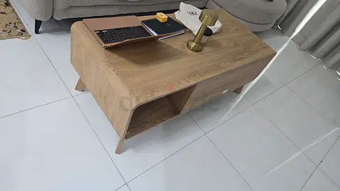 Solid Wood-Effect Coffee Table with Storage Compartments