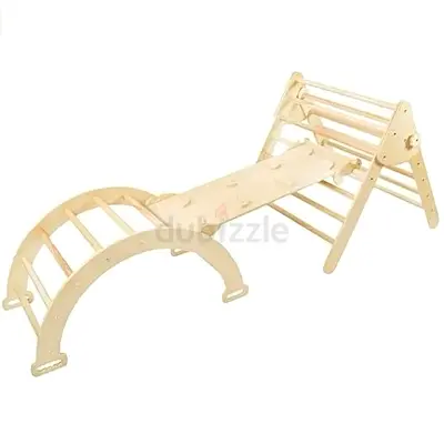 CHILDRENS CLIMBING SET 3 PCS NATURAL WOOD