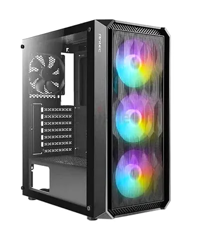 ATX Gaming PC Case with Tempered Glass  ARGB Front Fans (3x) - Mid Tower