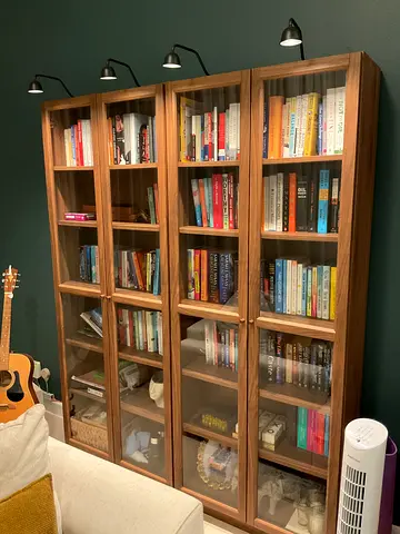 Pair of IKEA lighted book shelves