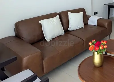 Brown Leather 3-Seater Sofa in Good Condition