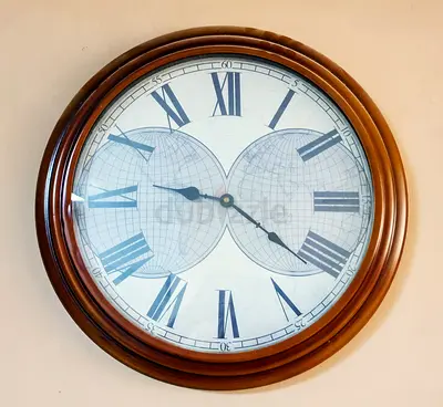 Wooden Framed Wall Clock with Roman Numerals,45 cm in diameter