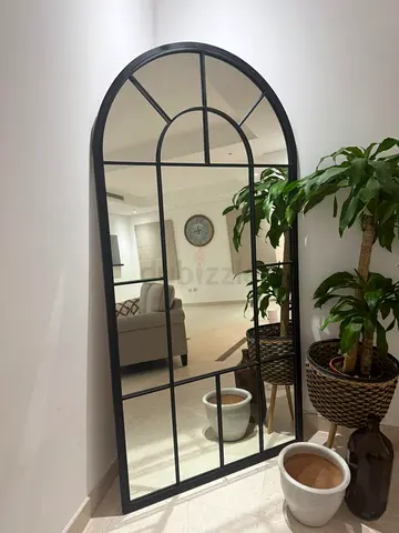 Lucky’s mirror 200x100. Arched Metal-Framed Wall Mirror - Black Finish