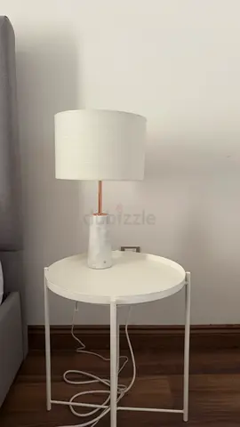 White Marble Base Table Lamp with Fabric Shade