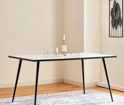 Simple Modern Rectangular Dining/Work Table with Metal Tapered Legs