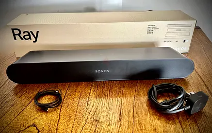 Sonos Ray Compact Soundbar with Box and Cables - Excellent Condition