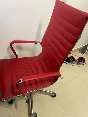 Red High-Back Office Chair with Chrome Frame