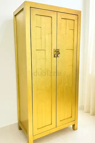 Beautiful Golden Color Wooden Wardrobe