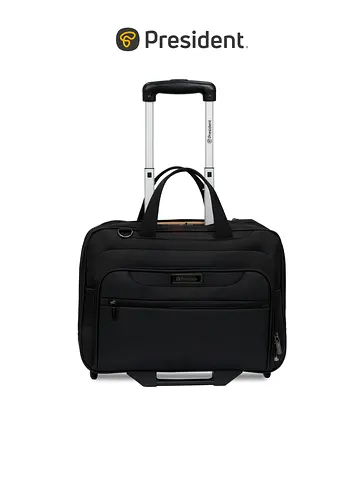 President Executive 17-Inch Rolling Laptop Bag - High-Density 1680D Nylon Business Trolley Bag