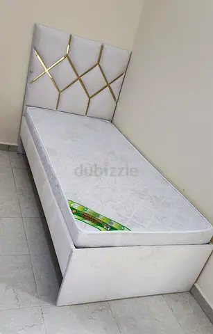 Brand New Single Bed with Upholstered Headboard and Mattress - White