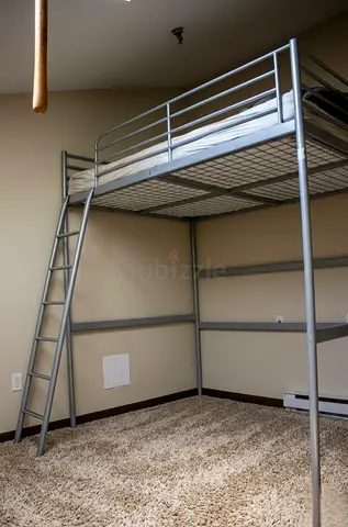Silver Ikea Metal Loft Bed double size/Studio Loft