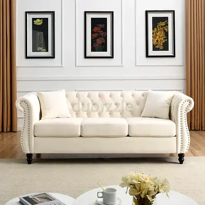 Nailhead rolled armrest chesterfield sofa