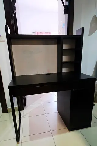 Ikea made Dark Wood Study/Computer Desk with Shelves and Drawer