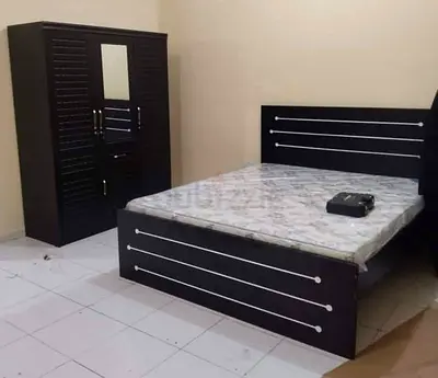 Brand New Dark Wood Double Bed with Mattress and Matching Wardrobe