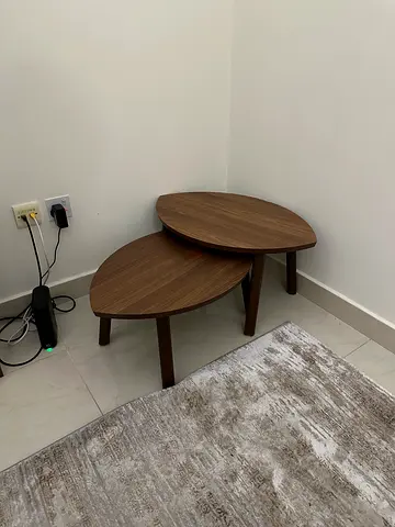 Set of 2 Nesting Wooden Side Tables - Brown