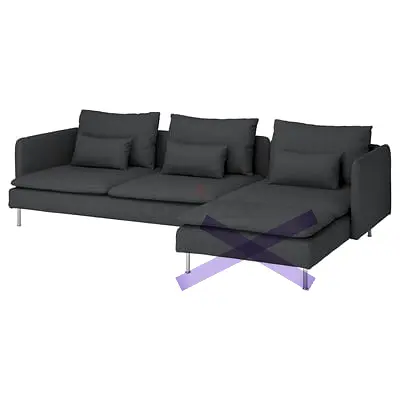 Modern Grey 3-Seater Sofa (excl. Foot rest / chaise)