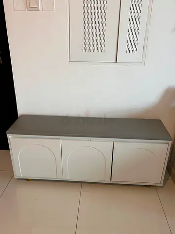 Elegant White Wooden shoe stand with seat