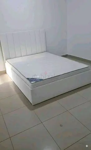 White Upholstered Double Bed with Headboard and Mattress -
