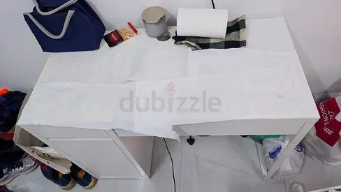 Simple white office desk - compact and clean, good condition