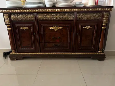 Ornate Wooden Sideboard / Buffet Cabinet with Gold Detailing