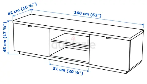 TV Unit / Media Console 160cm — White, 2 Doors + Open Shelves
