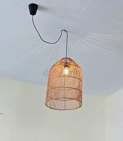 Large Wicker Pendant Lamp - Boho Style