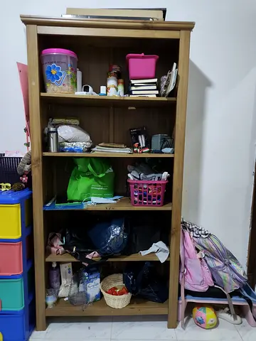 Wooden 5-Shelf Bookcase / Storage Cabinet - Good Used Condition