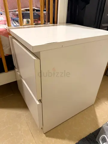IKEA White 2-Drawer Bedside Table / Nightstand in Good Condition
