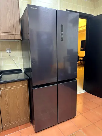 Toshiba Large 4-Door Refrigerator - Dark Stainless, Good Condition