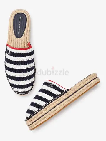 Striped Espadrille Platform Slip-On Mules (Women) - Size Available