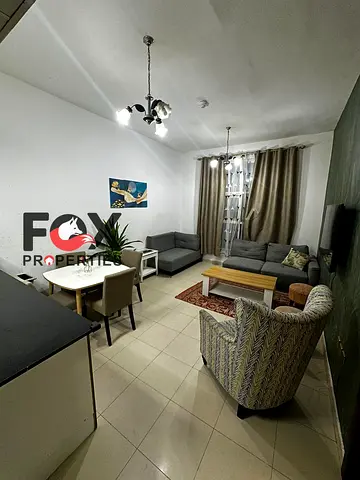 Furnished 1BR in City Tower Nuaimiya 3, 2 baths, balcony, free parking. AED 34,000 in 4 payments, deposit cheque. Great deal.