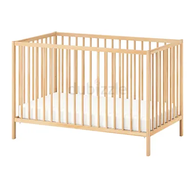 Solid Wood Baby Crib / Cot in Natural Finish - Good Condition