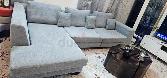 Light grey L-shaped sectional sofa - comfortable  with chaise